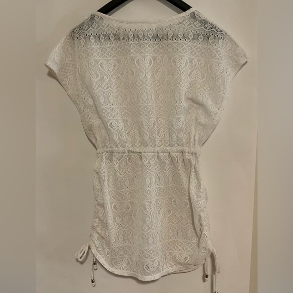 Women’s White Stretch Lacy Swim Coverup, Size Small - Picture 2 of 3